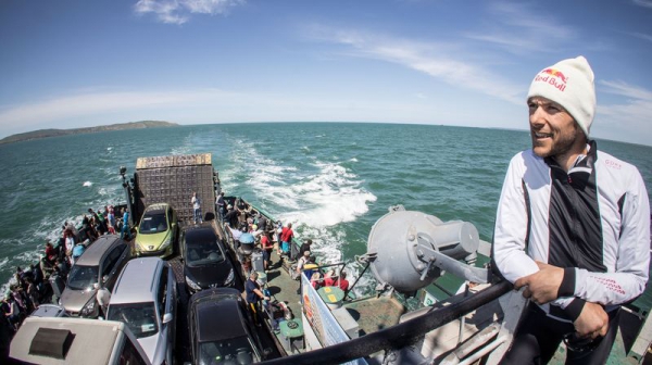 Sigi Grabner riding to Sochi - on the ferry - Pic: Private