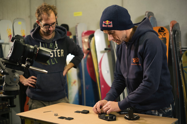 Sigi Grabner Founder of SG Snowboards Videoshoot backstage at SG SNOWBOARDS - Pic: Do Hoon Kim