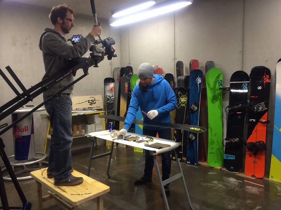 Sigi Grabner Founder of SG Snowboards Videoshoot backstage at SG SNOWBOARDS - Pic: Do Hoon Kim