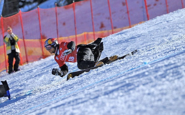 Sigi Grabner riding his last world cup race with a black tuxedo in Sudelfeld Germany 2014 - Pic: Isamu Kubo