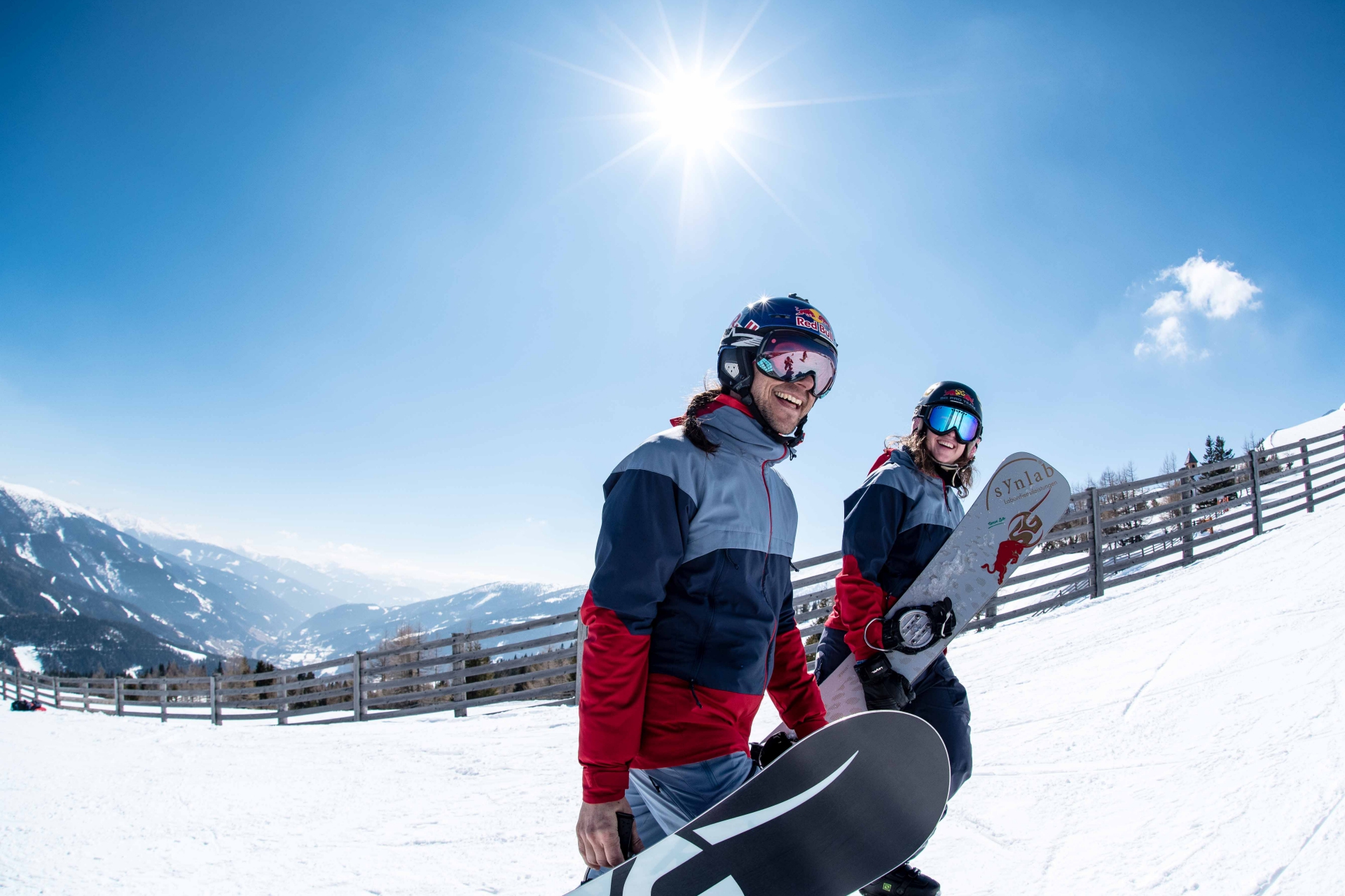 Smiling! Sigi Grabner and Hilde Katrine Engeli - Coaches at the Snowboard Camp in Katschberg Austria - Pic: Thomas Monsorno