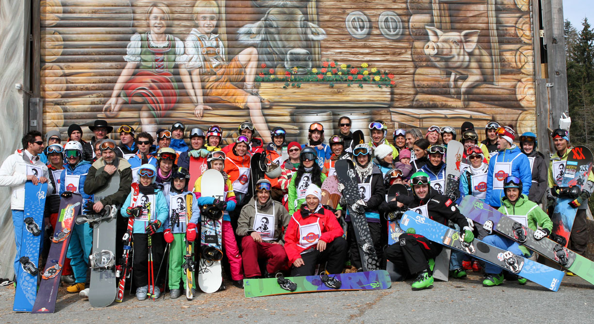 Sigi Grabner celebrating his 40th birthday with the Snowboarding Allstars - Pic: Oliver Kraus