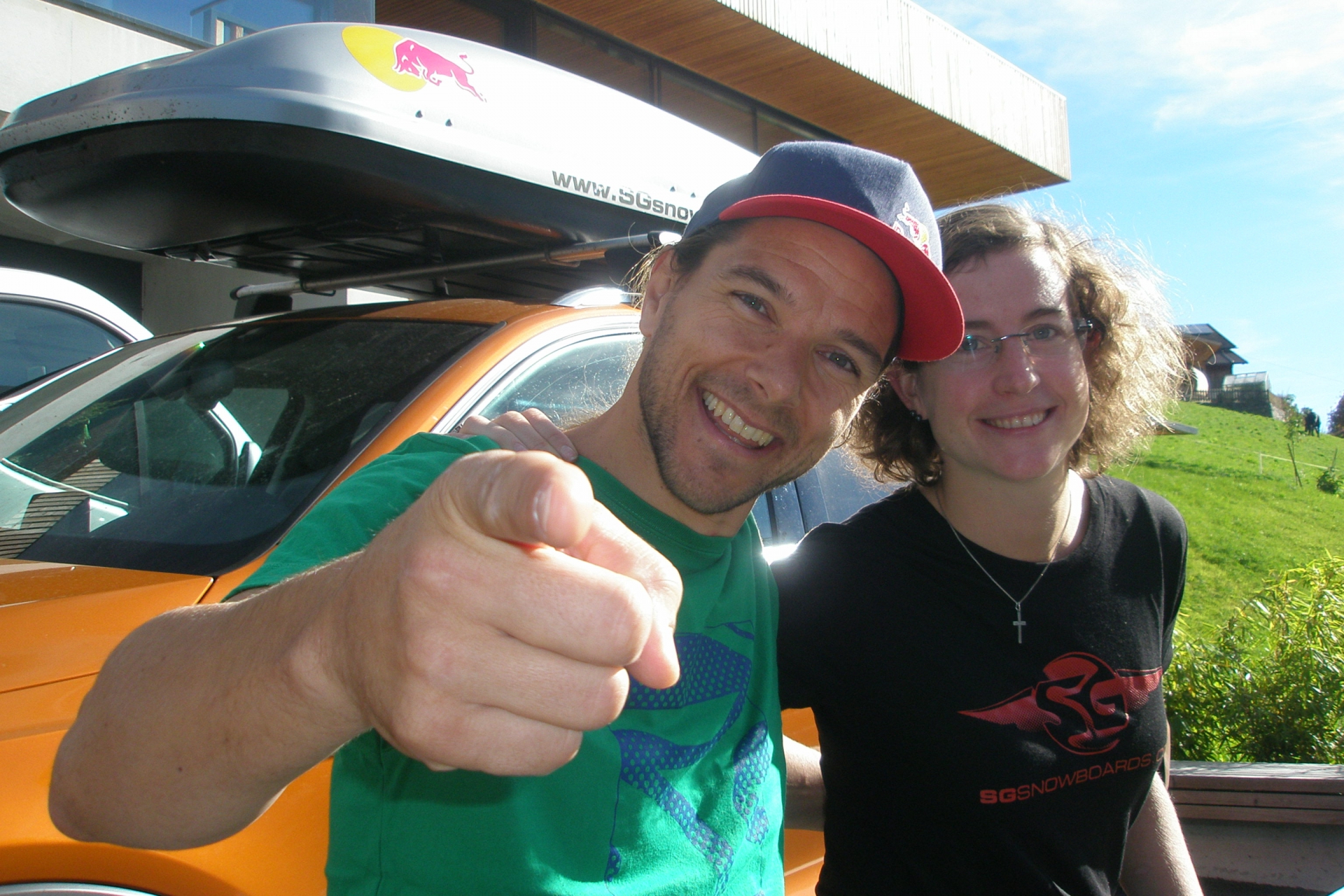 Snowboard World Champion and SG Pro Team rider Hilde Katrine Engeli (NOR) and Snowboard Legend Sigi Grabner at the SG Snowboards head quartier in Tyrol - Pic: SG Snowboards